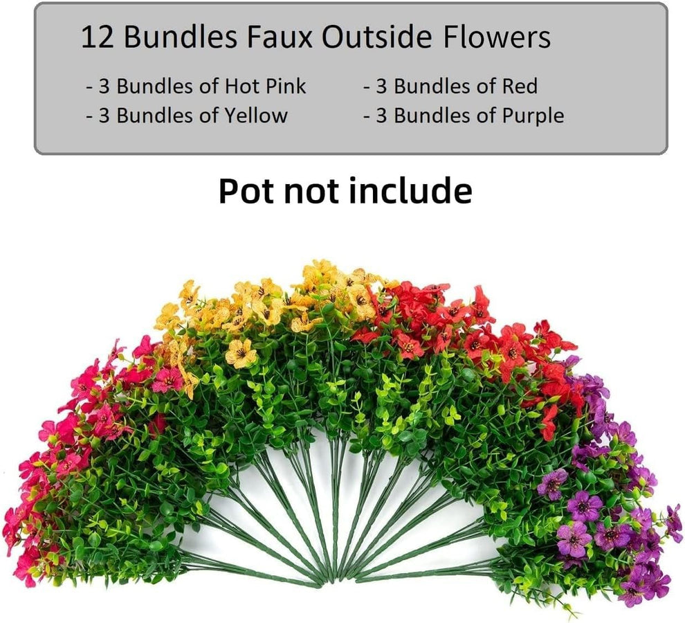 💐12PCS Artificial UV-resistant flowers: suitable for patios, porches and balconies-F Orange Yellow