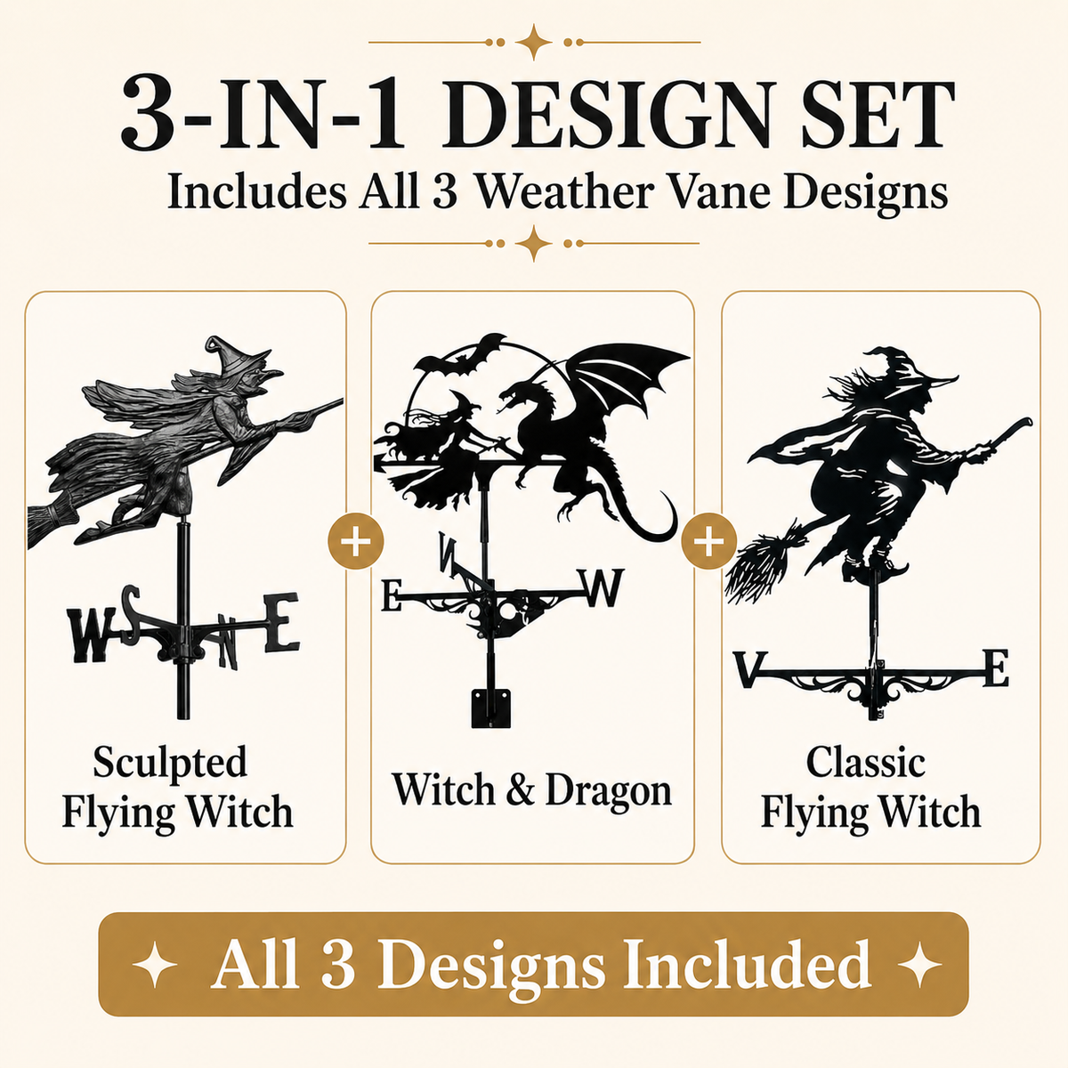 Flying Witch Weathervane – Magical Outdoor Garden & Porch Decor