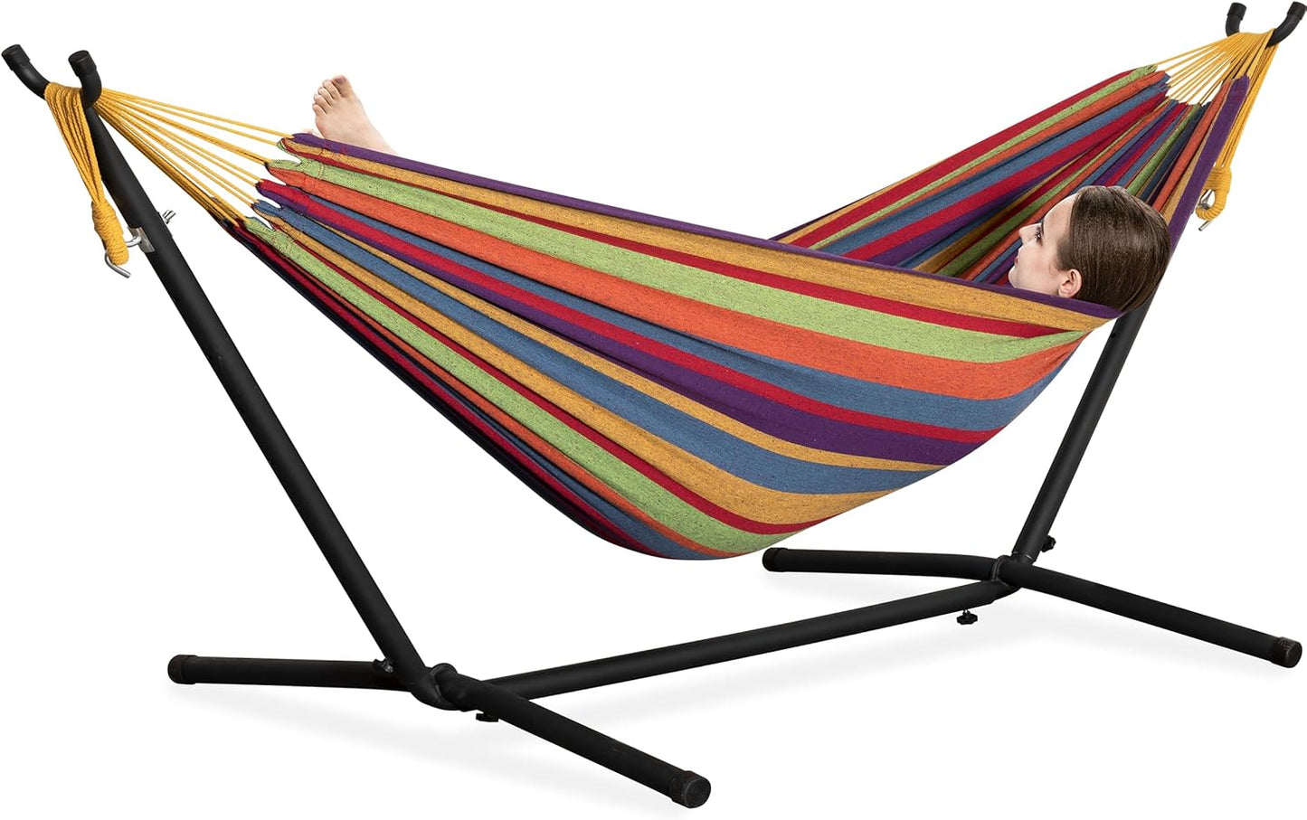 Portable Double Hammock with Steel Stand – 2 Person Outdoor Relaxation Chair