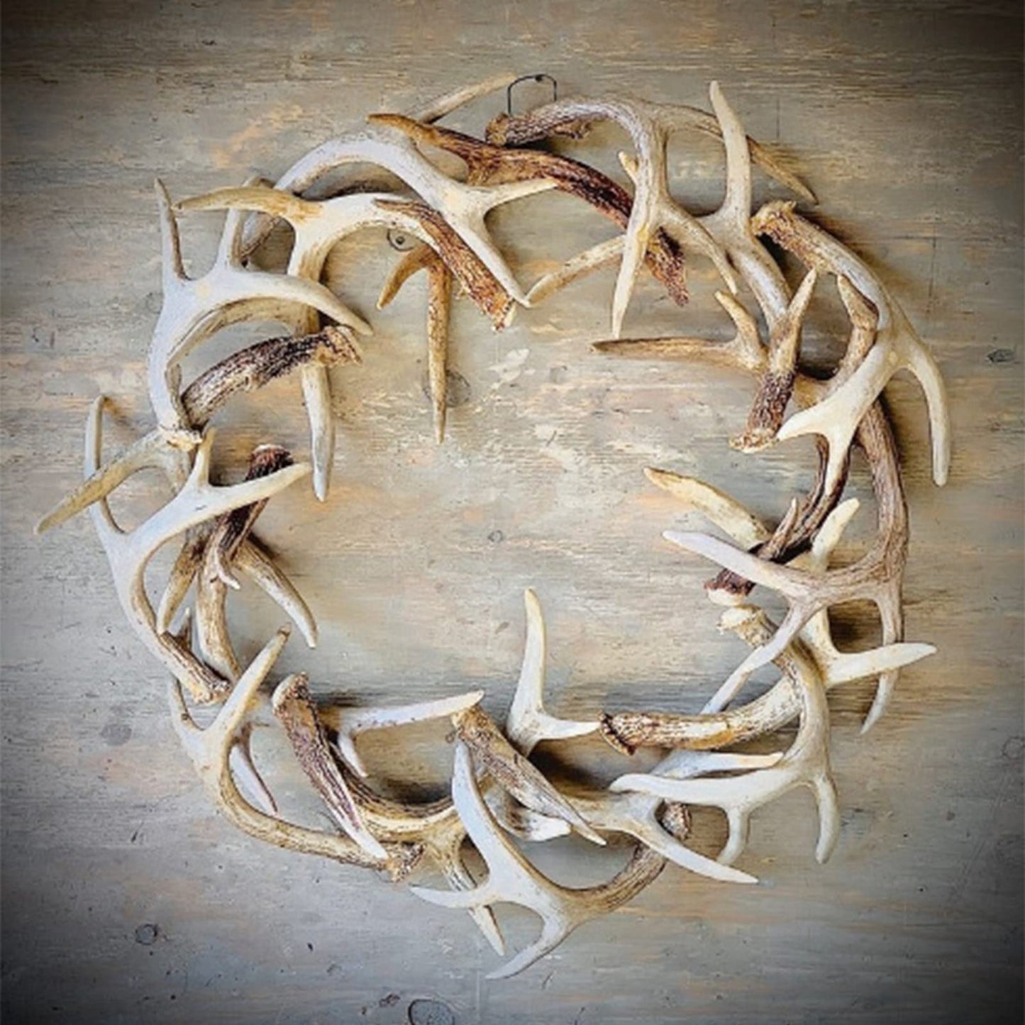 🌲🦌Natural antler Christmas wreath rustic-style fireplace ornament