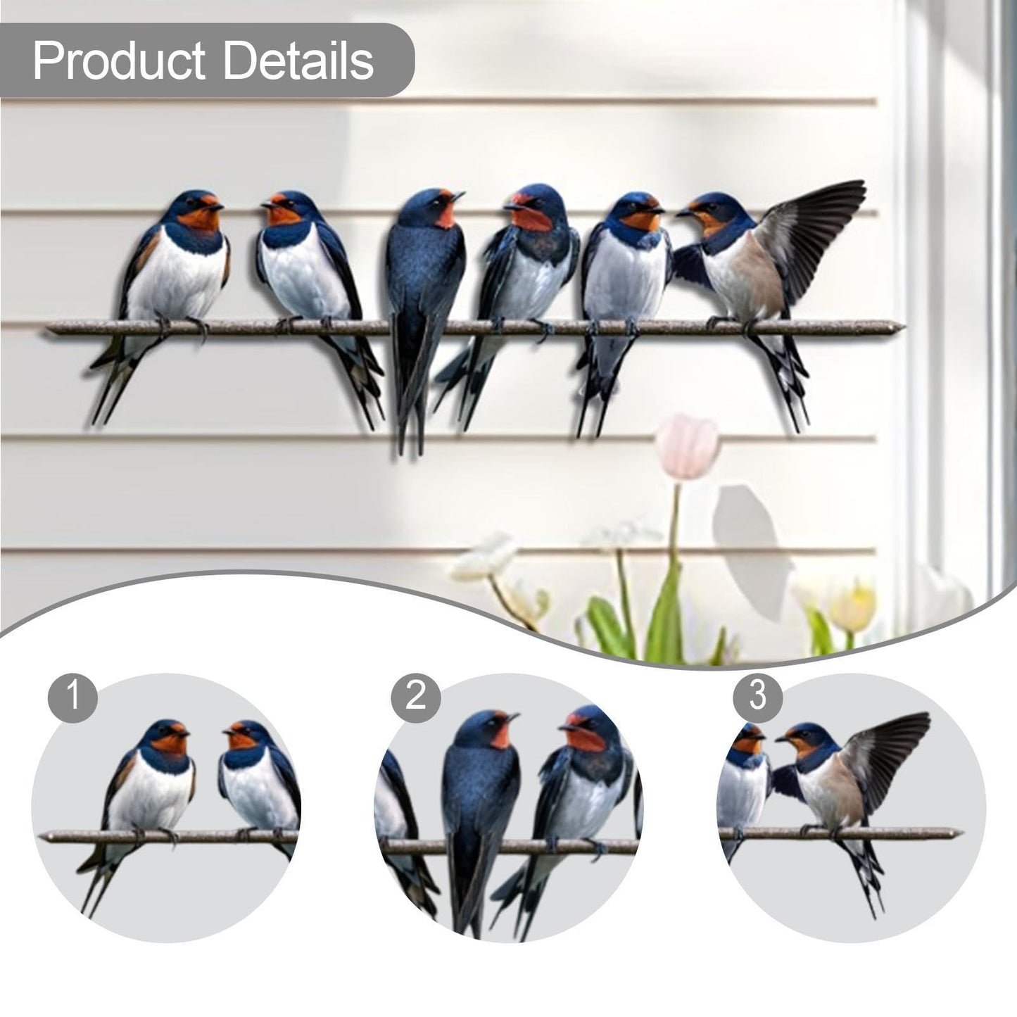 🐦Metal Birds on Branch Wall Decor Sculpture for Home, Indoor Patio
