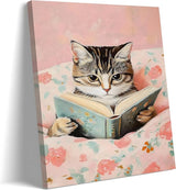 Tabby cat reading