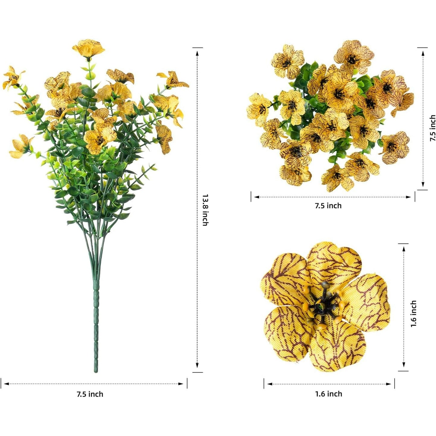 💐12 unidades de flores artificiais resistentes a raios UV: adequadas para pátios, varandas e sacadas — Laranja e Amarelo