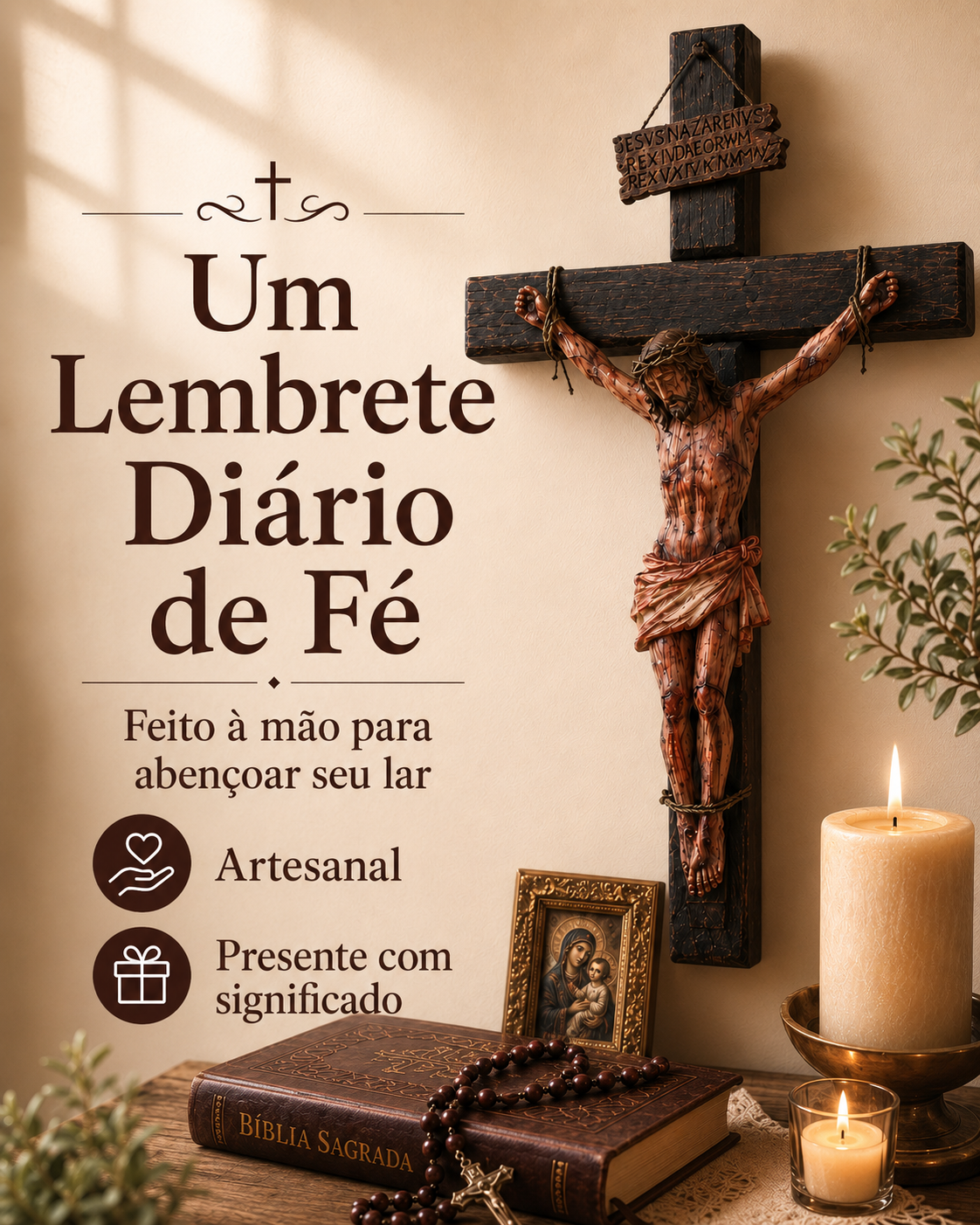 ✝️ Crucifixo de Jesus feito à mão — Lembre-se do sacrifício d'Ele