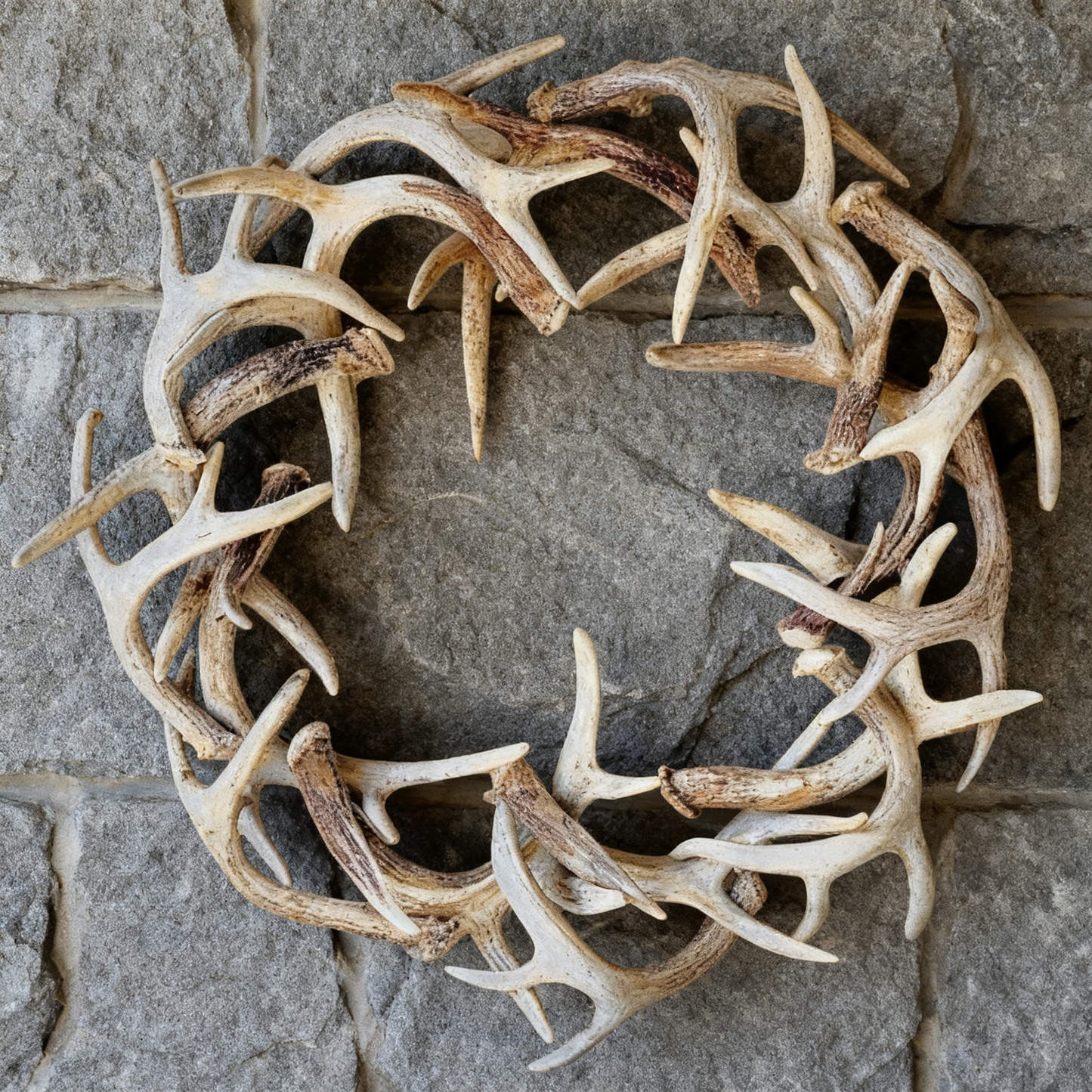🌲🦌Natural antler Christmas wreath rustic-style fireplace ornament