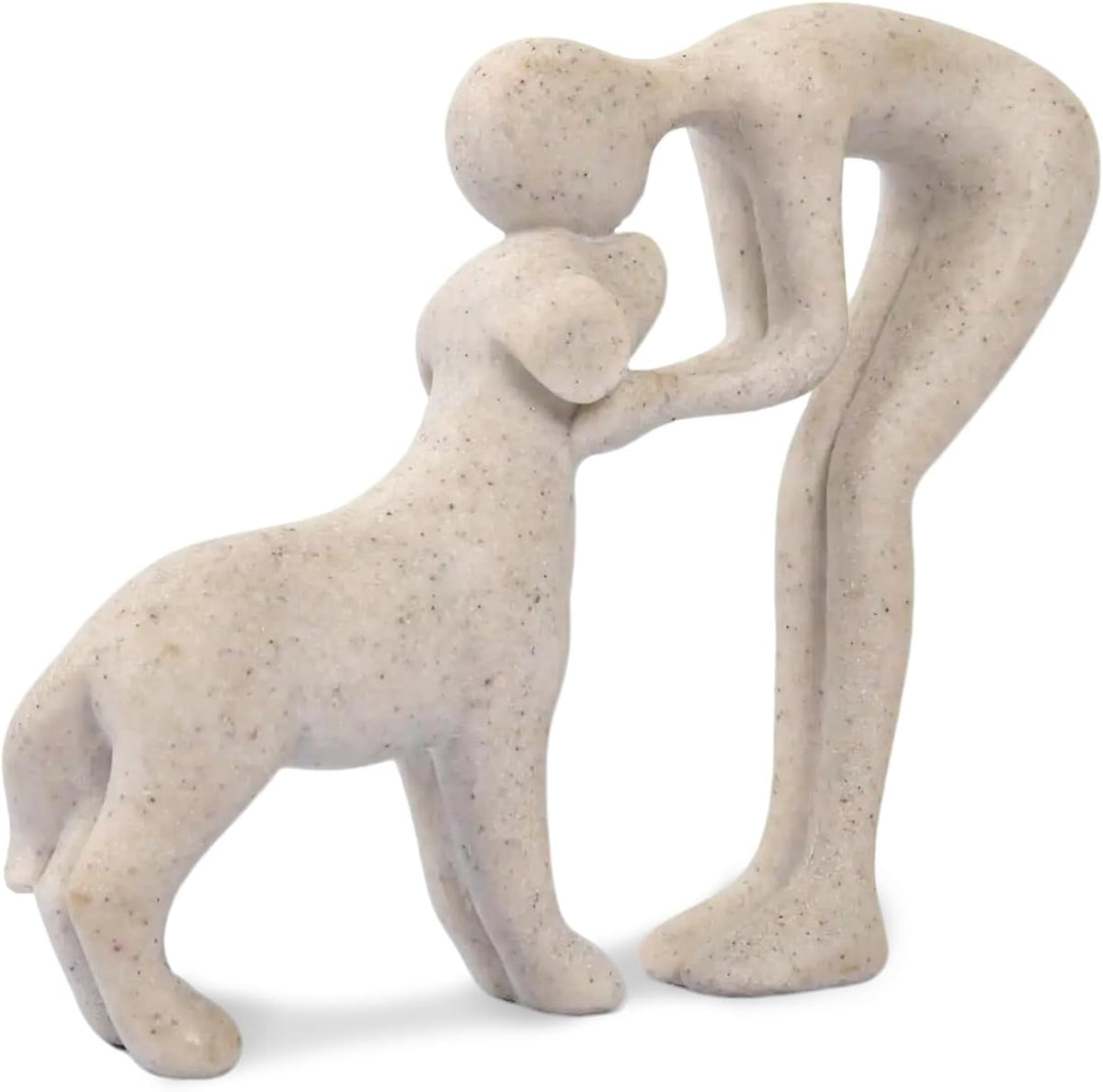 Person & Dog Bond Sculpture – Abstract Pet Lover Figurine