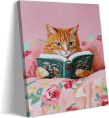 Orange cat reading