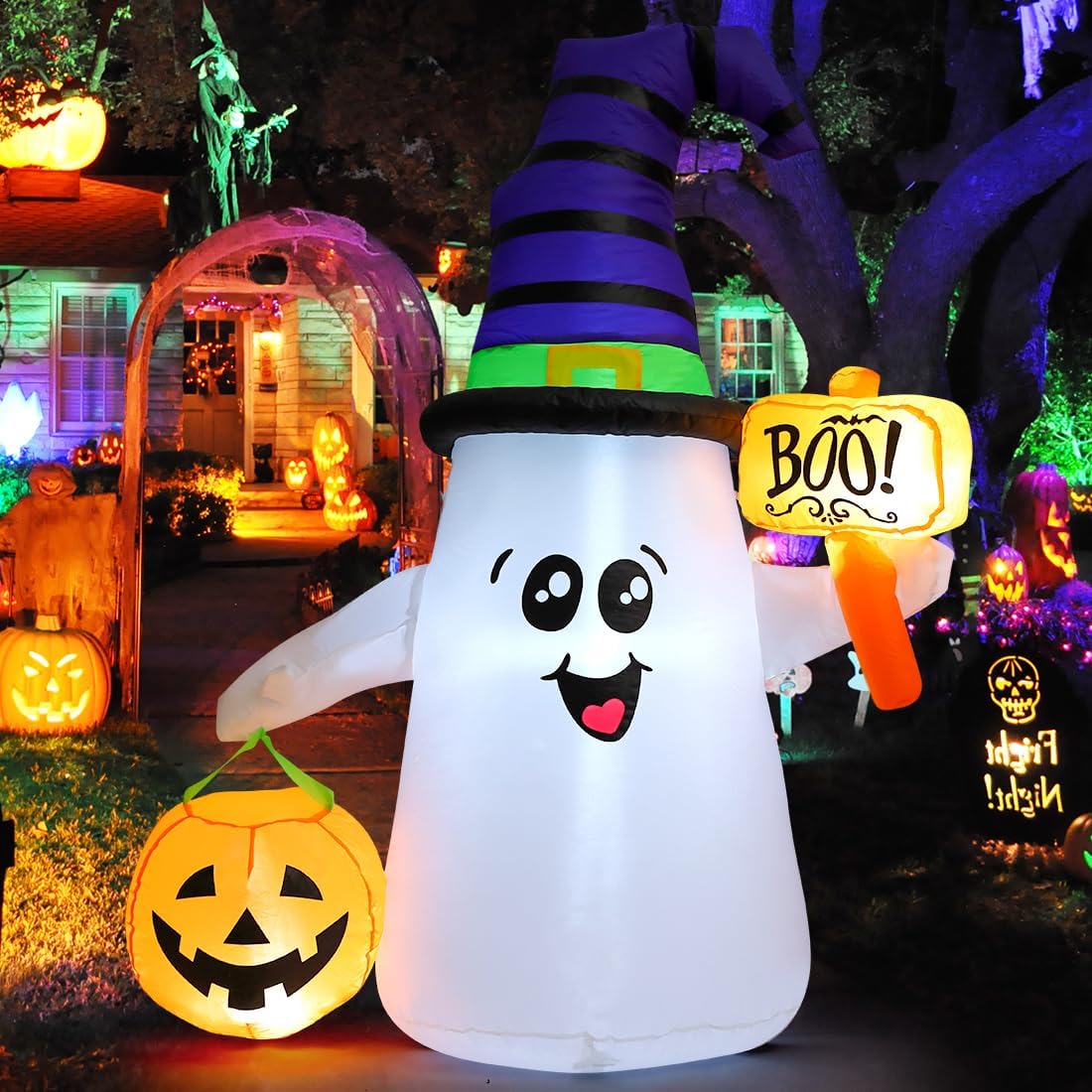 Halloween Inflatable Ghost & Pumpkin – Outdoor Yard Decoration