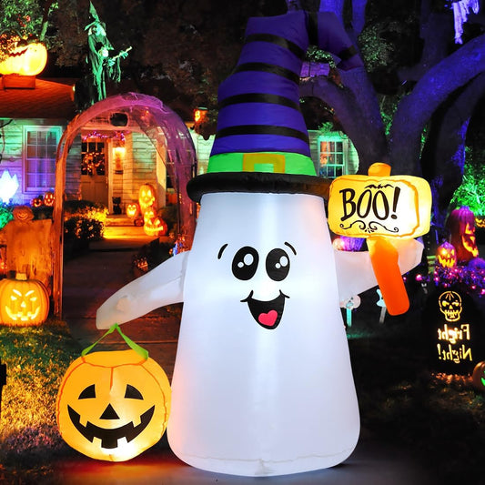 Halloween Inflatable Ghost & Pumpkin – Outdoor Yard Decoration