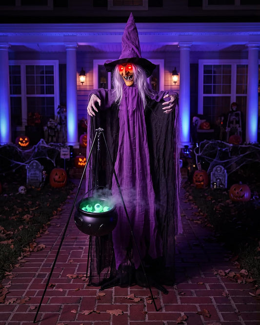 5.9FT Animatronic Witch with Glowing Eyes & Creepy Sounds