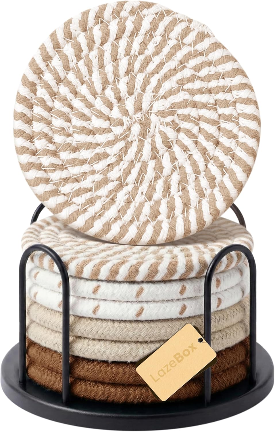 Absorbent Drink Coasters – 8-Piece Set with Holder
