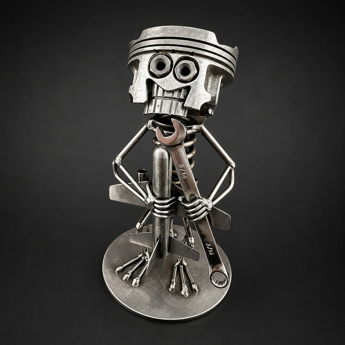 Handmade Piston Robot Sculpture – Built From Real Engine Parts