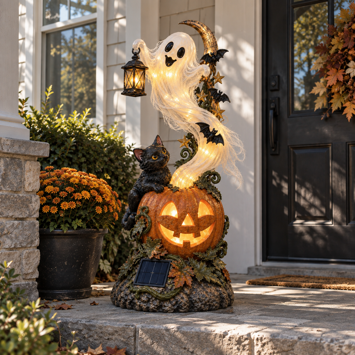 Solar Ghost Halloween Garden Statue – 33.5" Outdoor Light