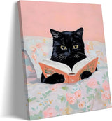 Black cat reading