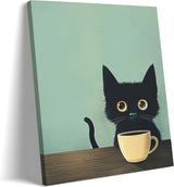 Black cat and coffee