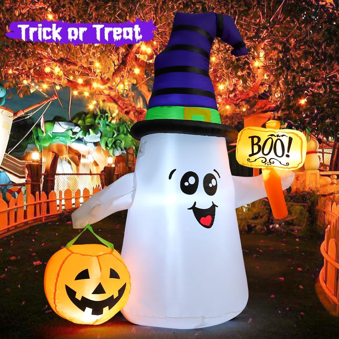 Halloween Inflatable Ghost & Pumpkin – Outdoor Yard Decoration