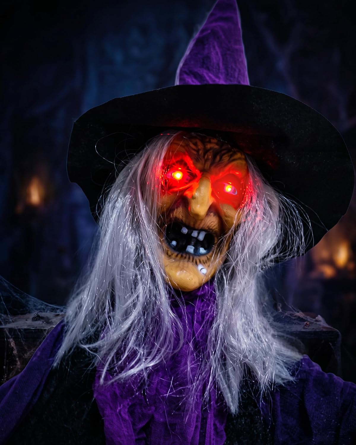 5.9FT Animatronic Witch with Glowing Eyes & Creepy Sounds