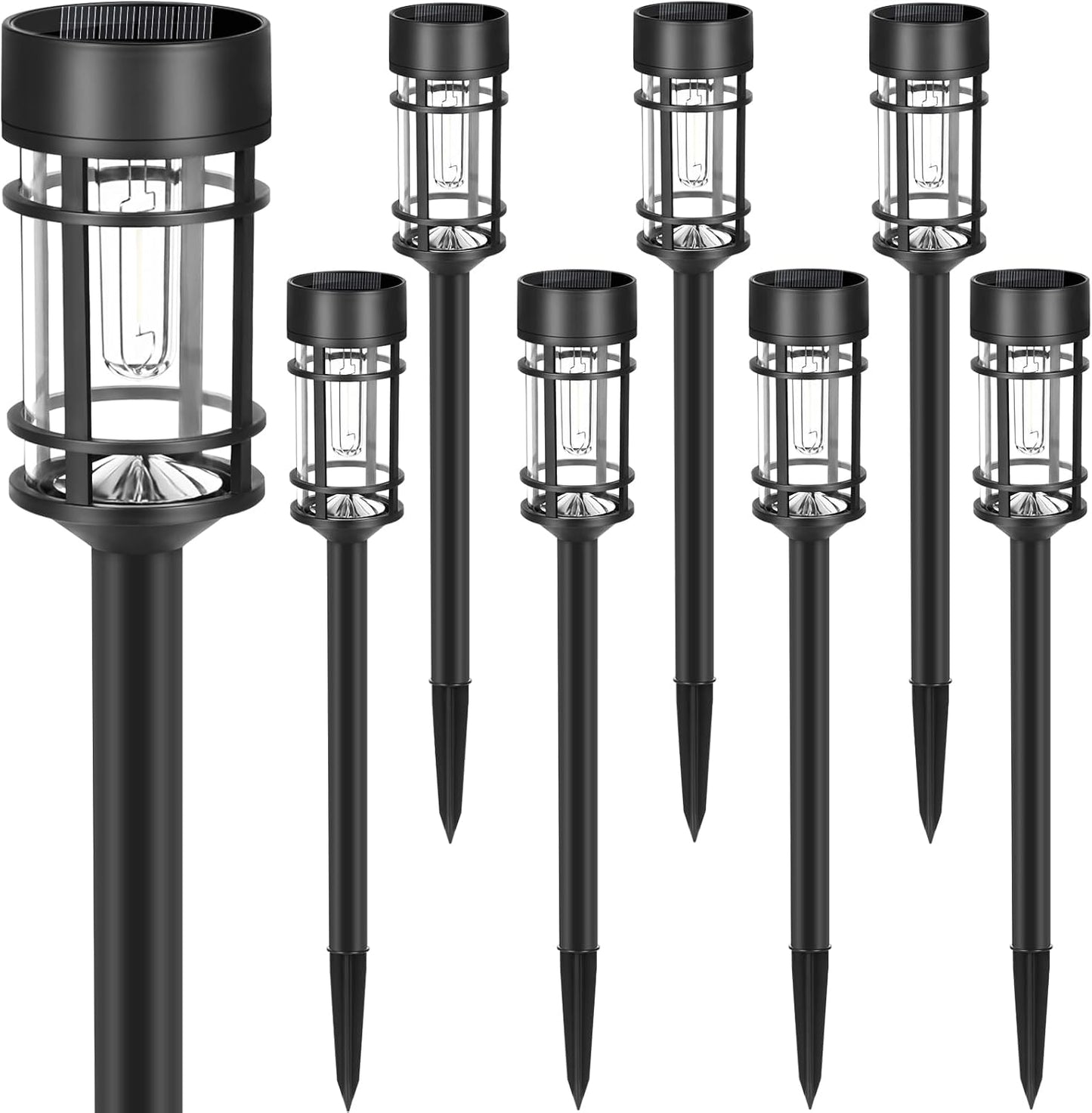 8 Pack Retro Solar Pathway Lights for Garden & Yard