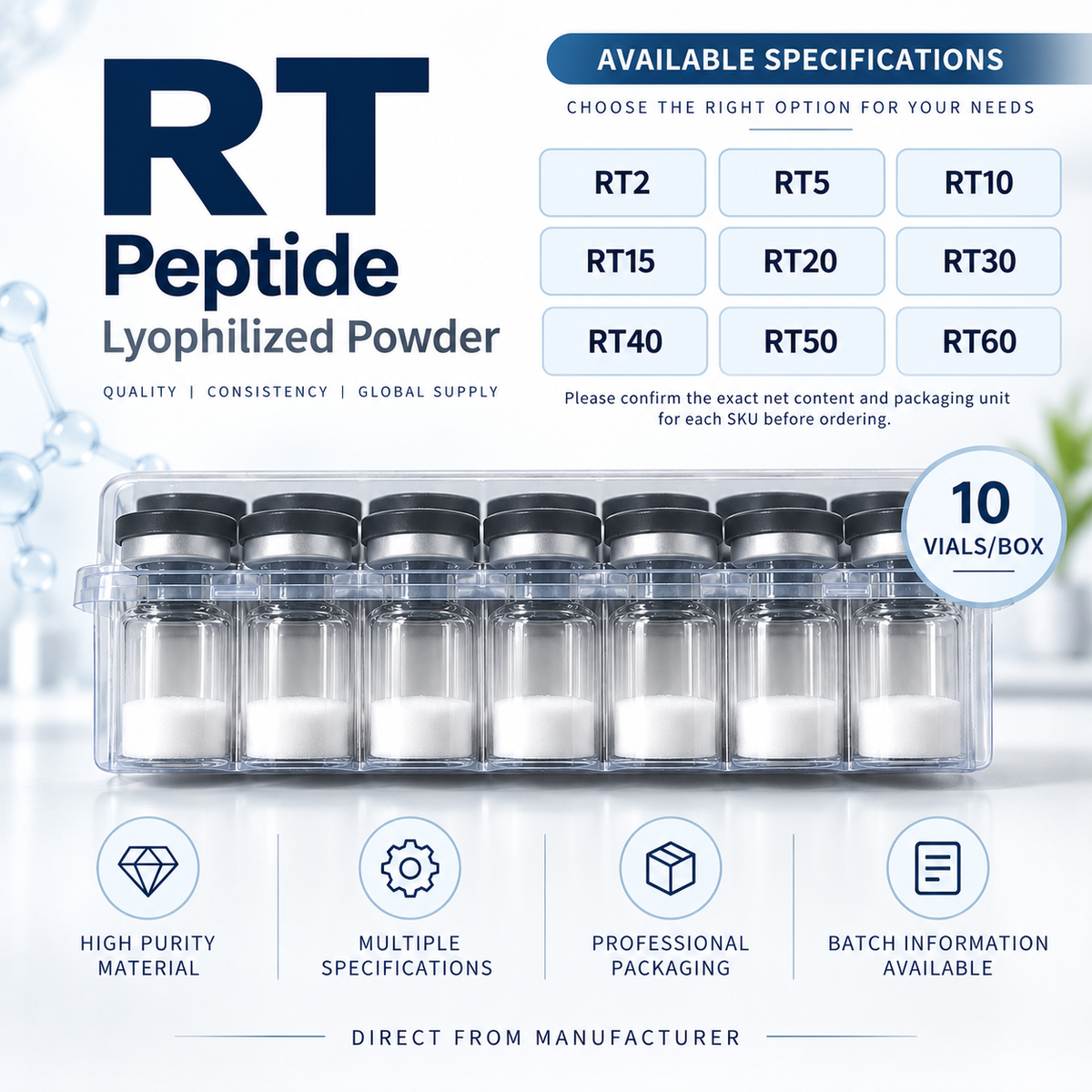 Retatrutide (RT) Lyophilized Powder | Research Peptide