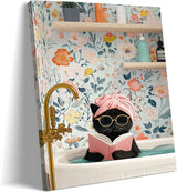 Black cat taking a bath