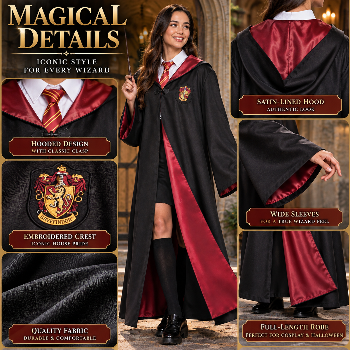 Harry Potter Hogwarts House Robe – Deluxe Wizard Costume