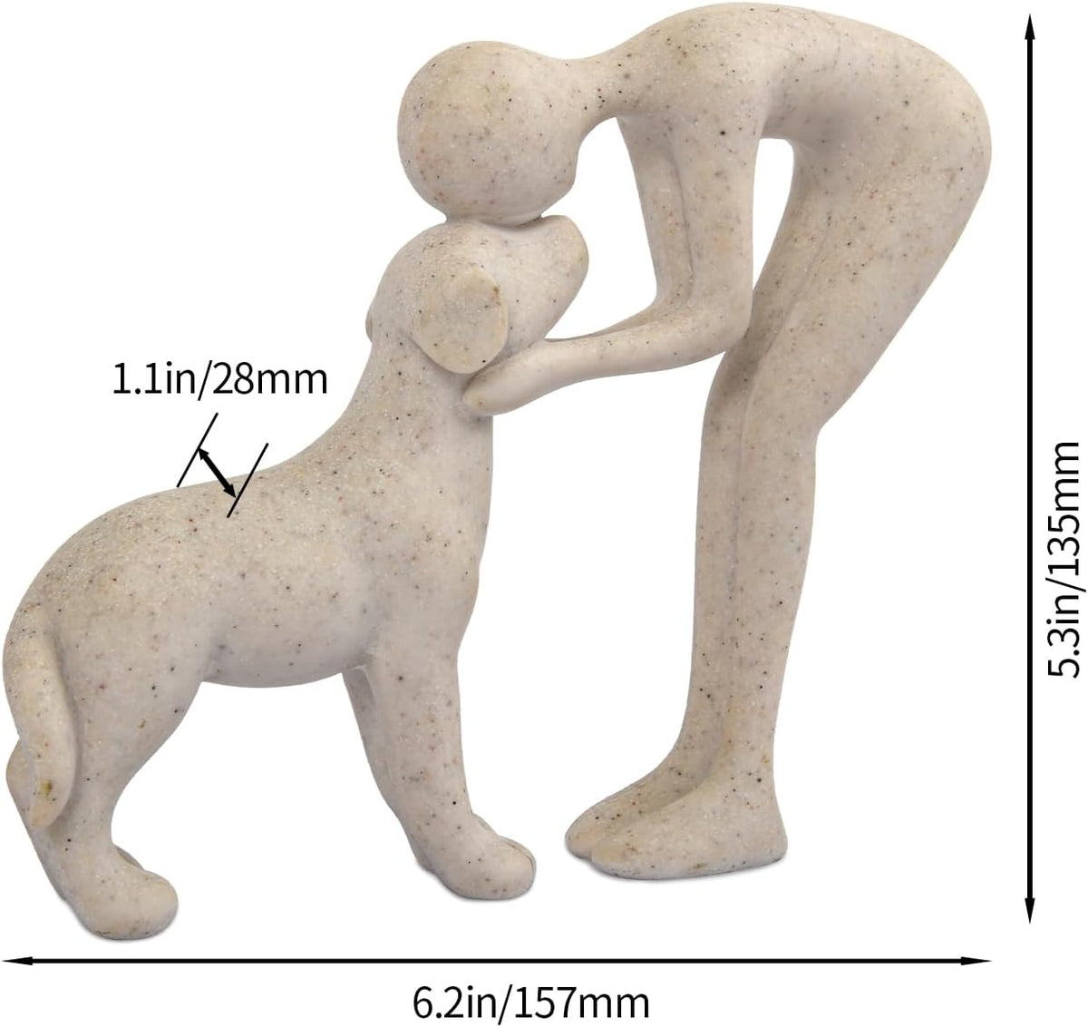 Person & Dog Bond Sculpture – Abstract Pet Lover Figurine