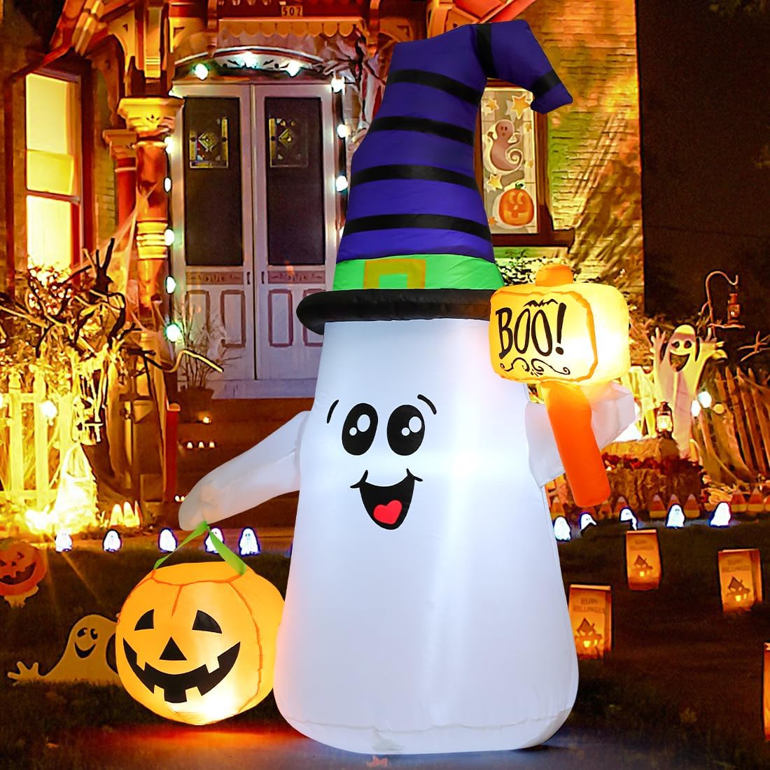 Halloween Inflatable Ghost & Pumpkin – Outdoor Yard Decoration
