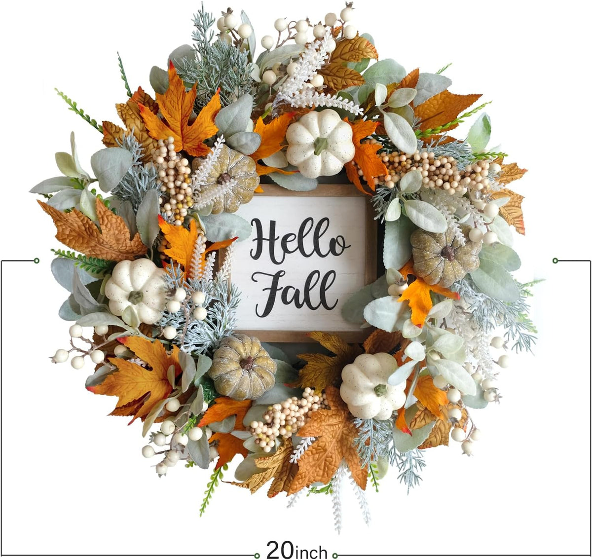 Fall Harvest Wreath with Pumpkins & Berries – Thanksgiving Door Decor