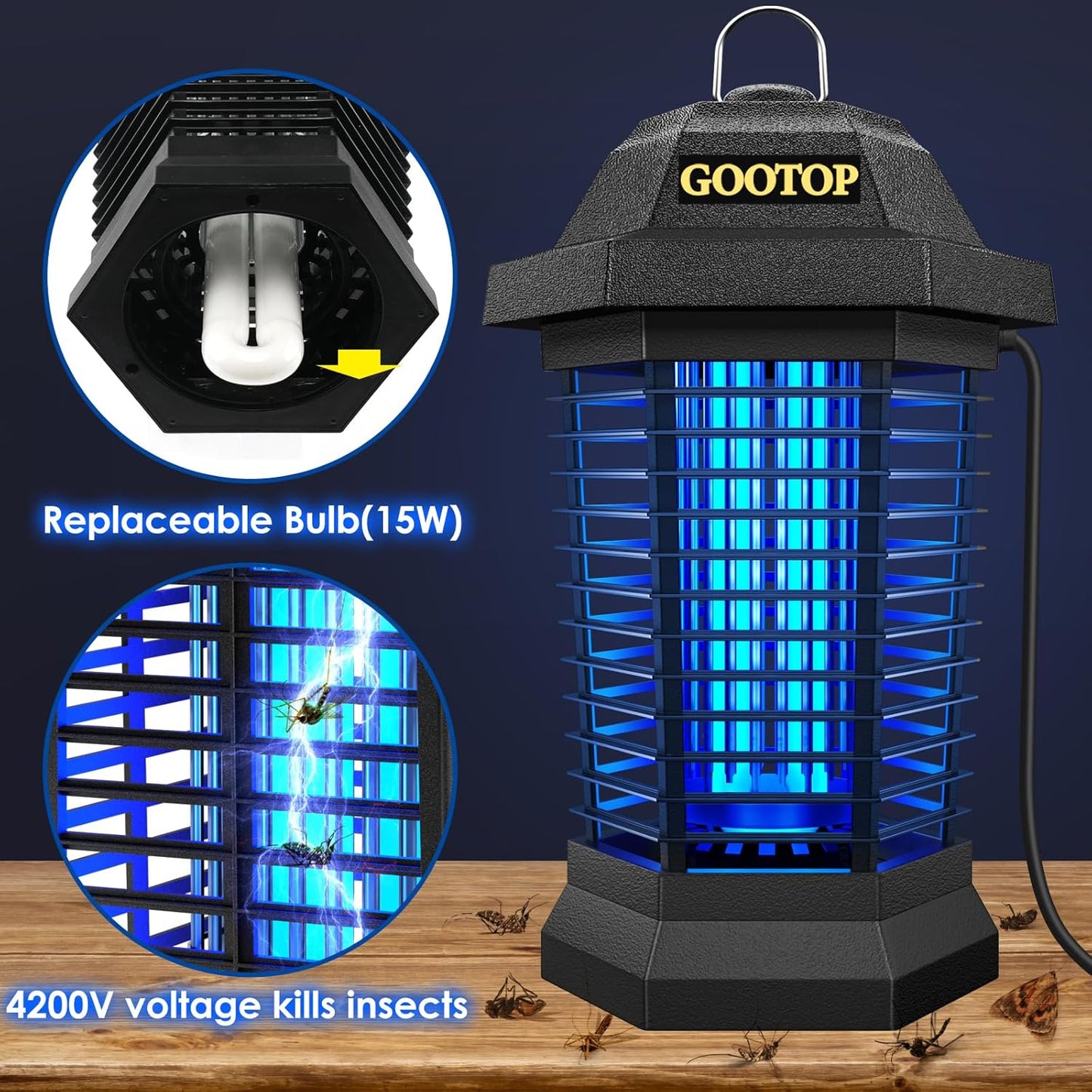Outdoor Electric Bug Zapper for Patio, Porch & Backyard
