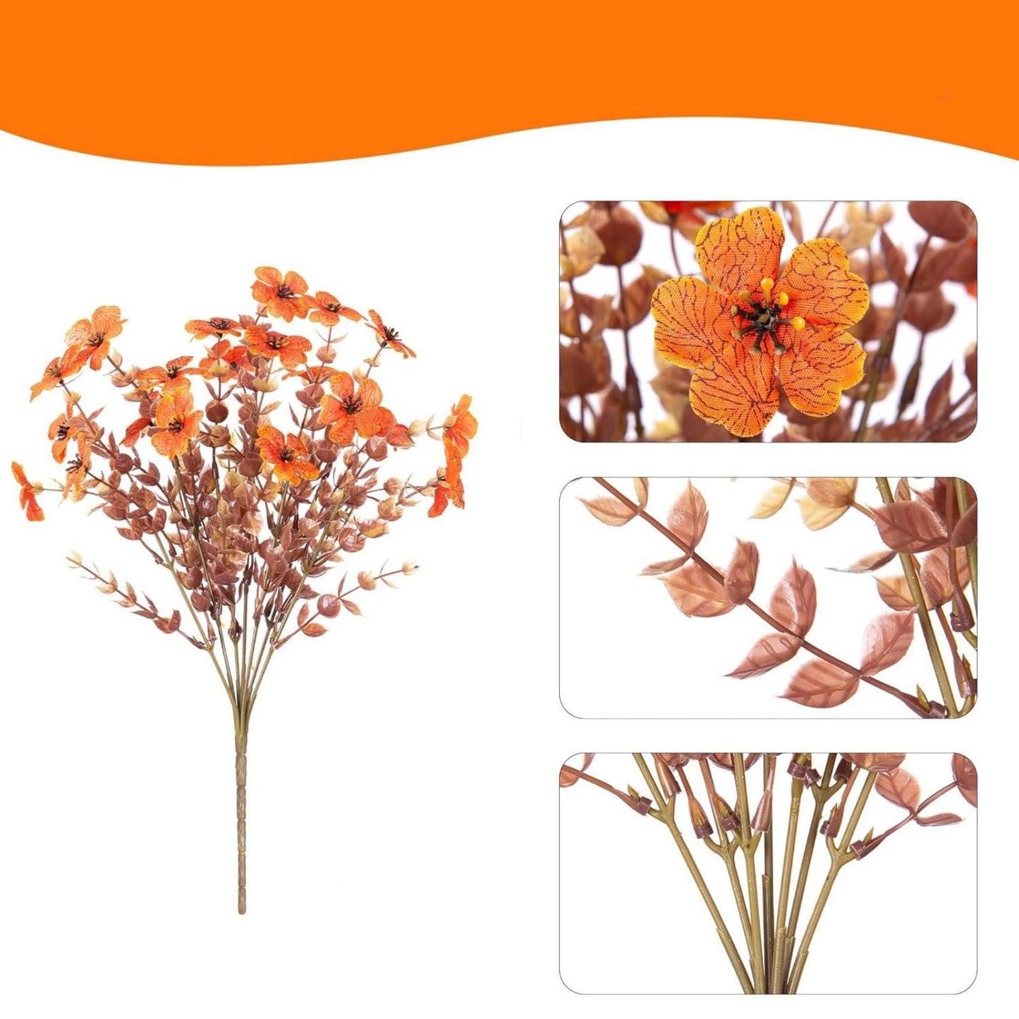 💐12 flores artificiais resistentes a raios UV: ideais para pátios, varandas e sacadas - Campainha-dinamarquesa