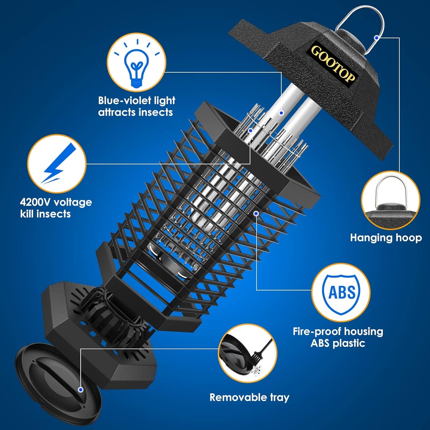 Outdoor Electric Bug Zapper for Patio, Porch & Backyard