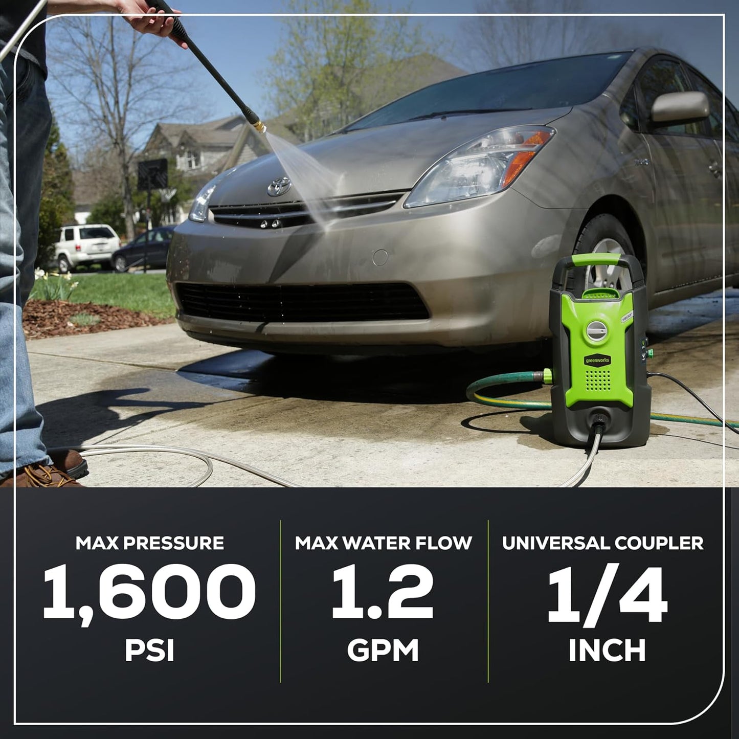 Compact Electric Pressure Washer for Cars, Patios, Decks & Driveways