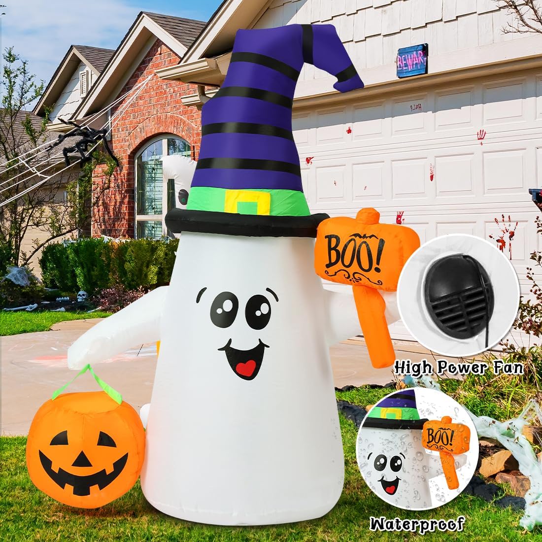 Halloween Inflatable Ghost & Pumpkin – Outdoor Yard Decoration