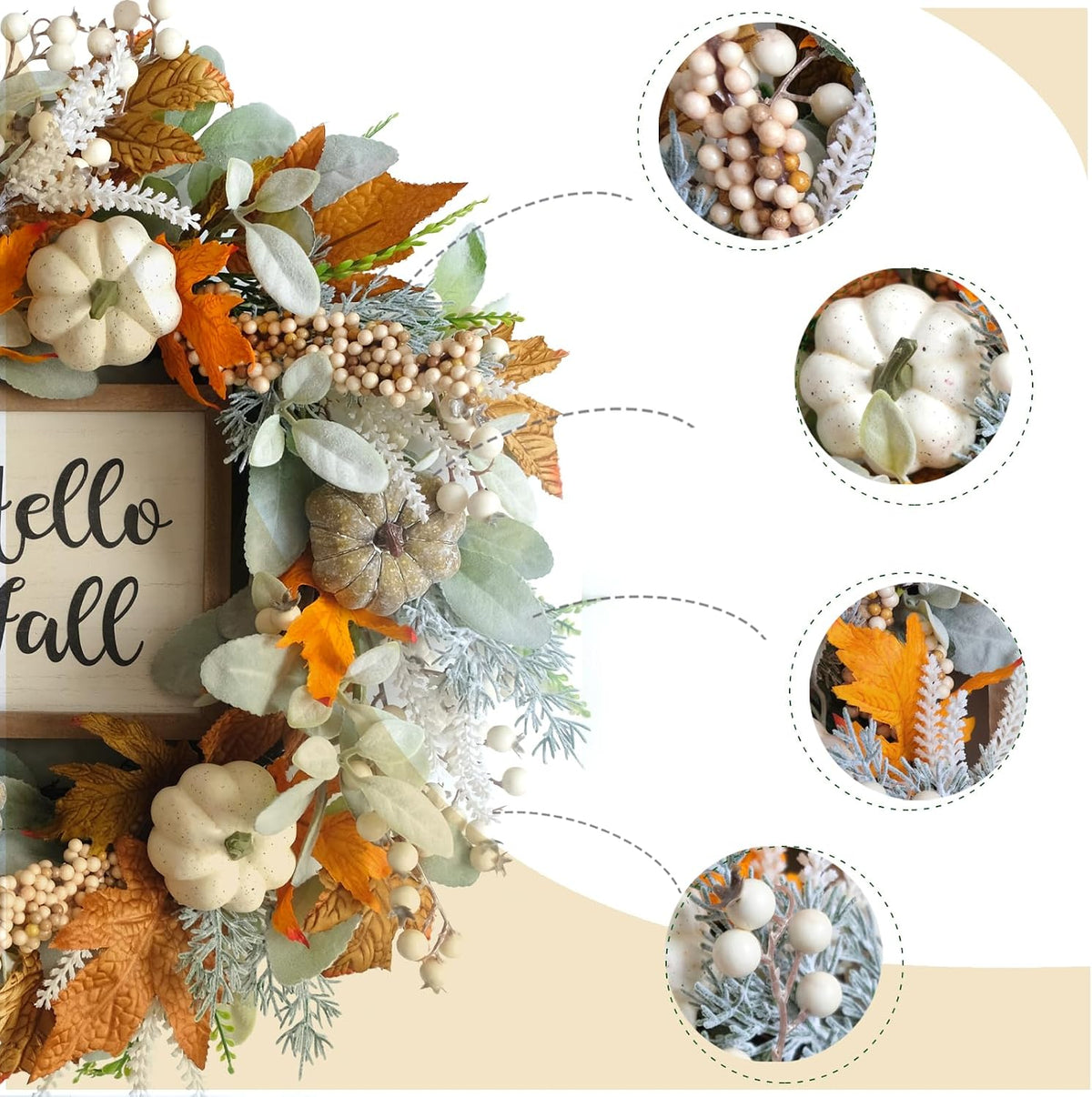 Fall Harvest Wreath with Pumpkins & Berries – Thanksgiving Door Decor
