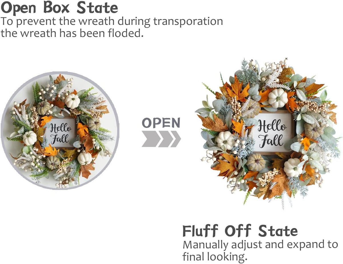 Fall Harvest Wreath with Pumpkins & Berries – Thanksgiving Door Decor