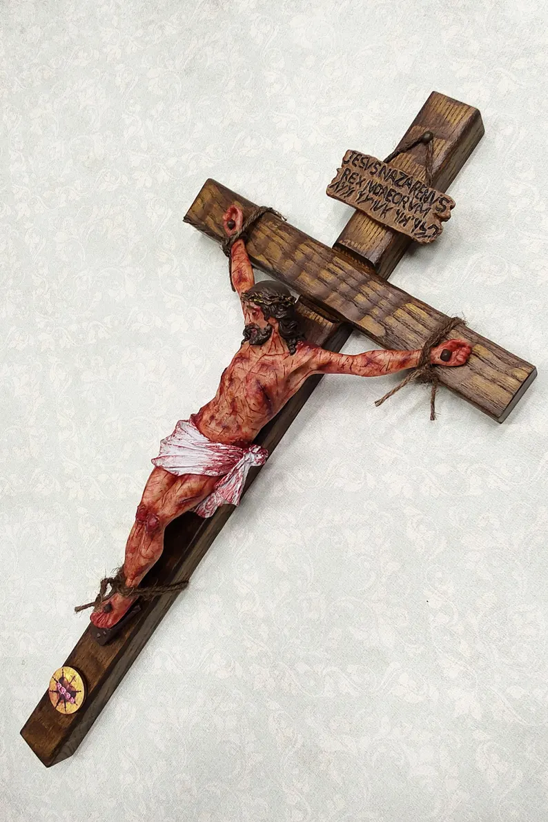 ✝️ Calvary Crucifix – Hand-Carved & Blessed