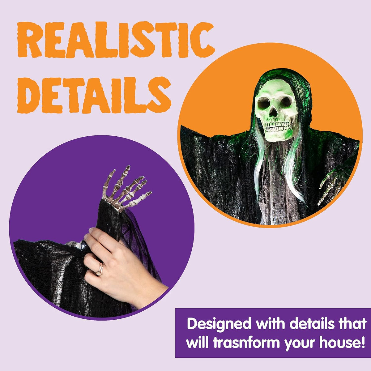 3-Pack Hanging Skeleton Ghosts – Halloween Outdoor Decorations