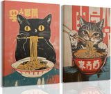 Cat eating noodles