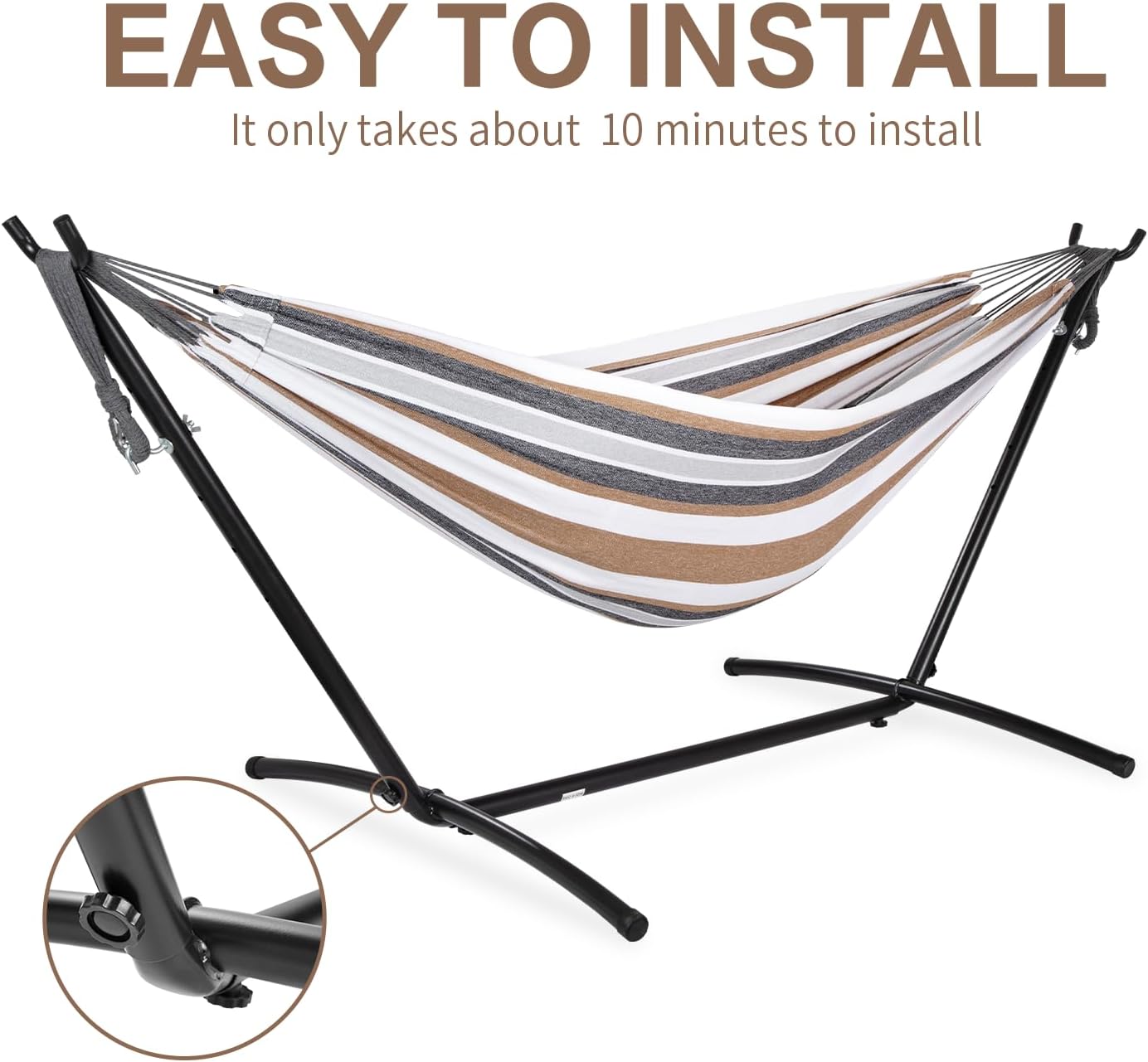 Portable Double Hammock with Steel Stand – 2 Person Outdoor Relaxation Chair