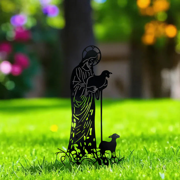 ✝️Jesus and Sheep Metal Sign- Outdoor for Yard & Patio🍂