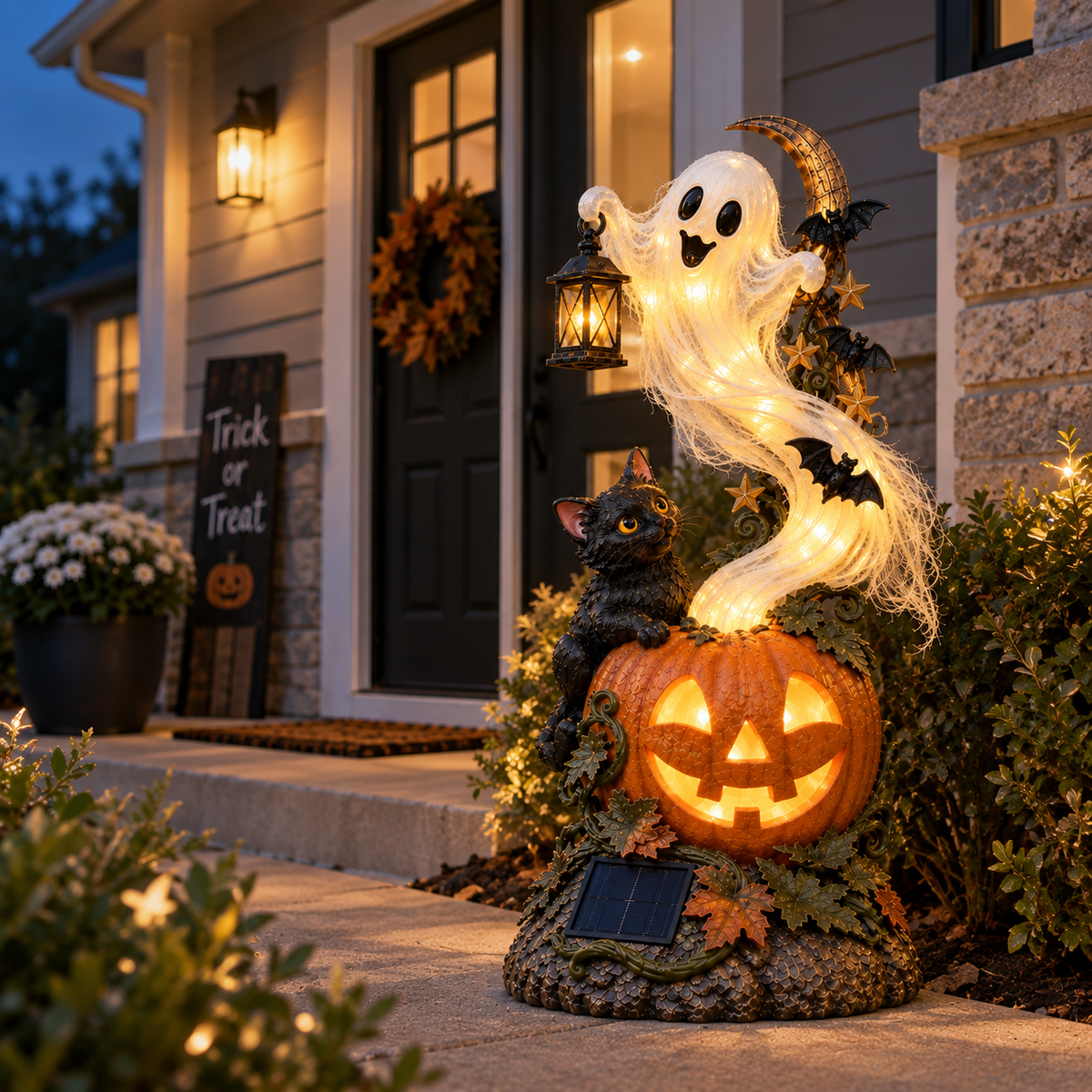 Solar Ghost Halloween Garden Statue – 33.5" Outdoor Light