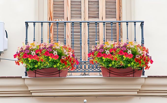 💐 12 Flores artificiais resistentes aos raios UV: adequadas para pátios, varandas e sacadas - 6 Multicores