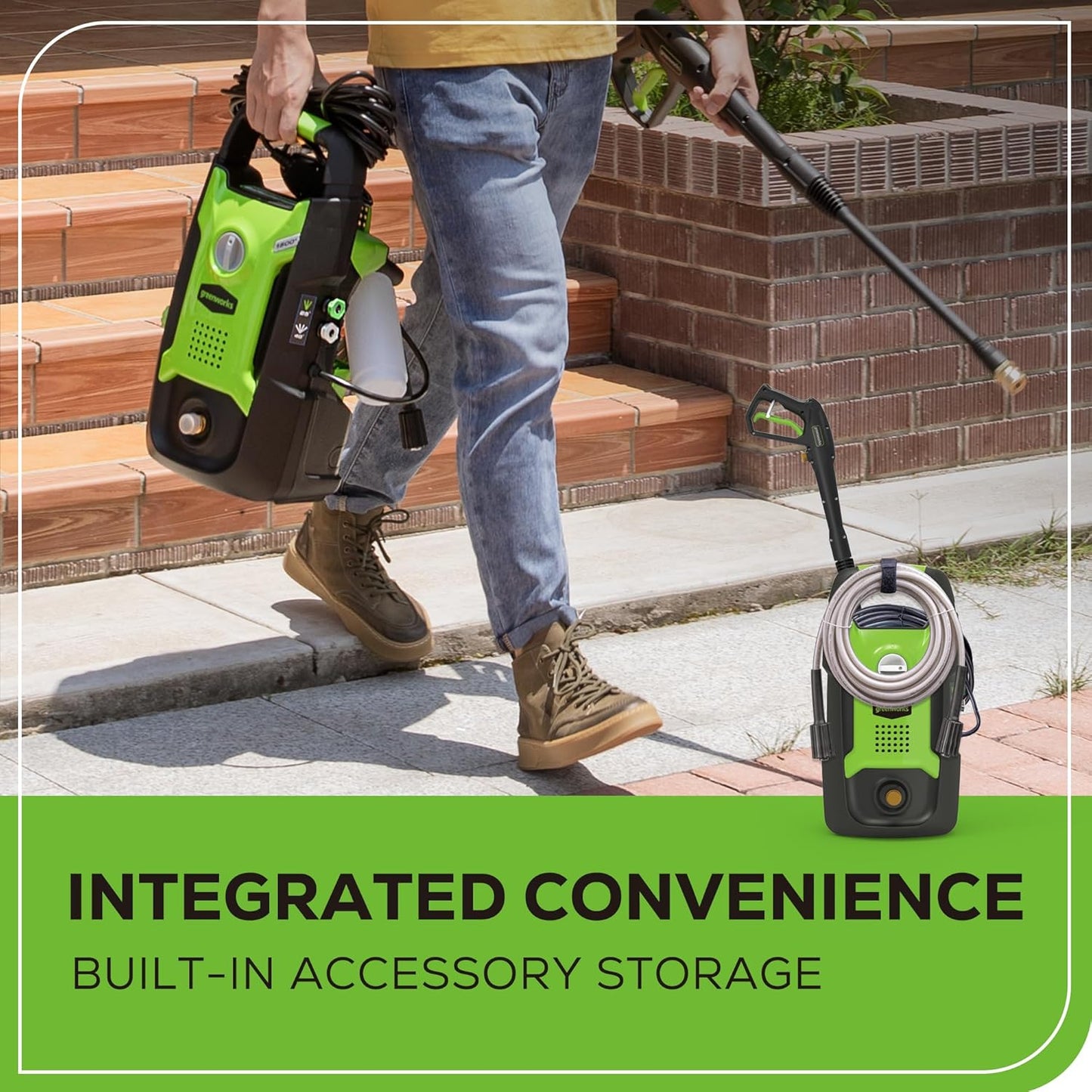 Compact Electric Pressure Washer for Cars, Patios, Decks & Driveways