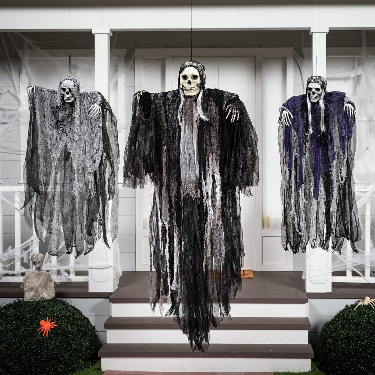 3-Pack Hanging Skeleton Ghosts – Halloween Outdoor Decorations