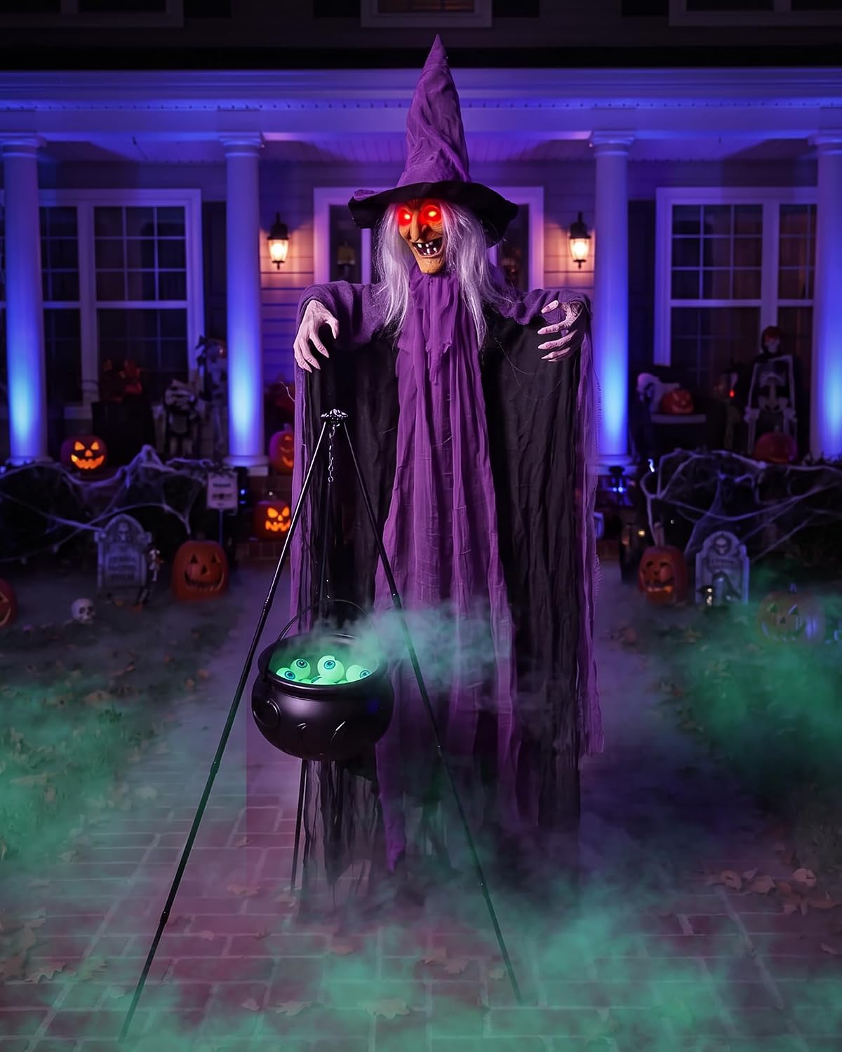 5.9FT Animatronic Witch with Glowing Eyes & Creepy Sounds