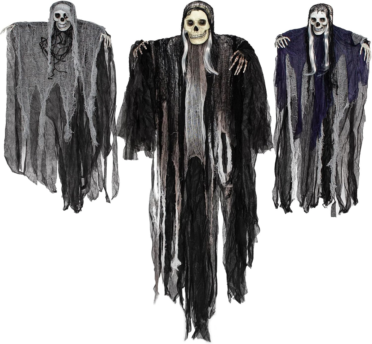 3-Pack Hanging Skeleton Ghosts – Halloween Outdoor Decorations