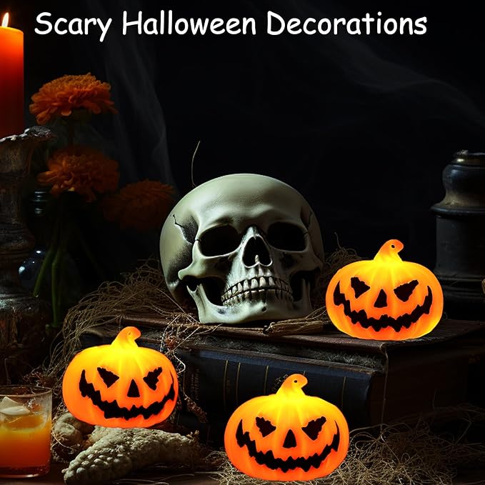 Tiny Vintage LED Pumpkins - 3-Pack for Spooky Shelf Magic 🎃