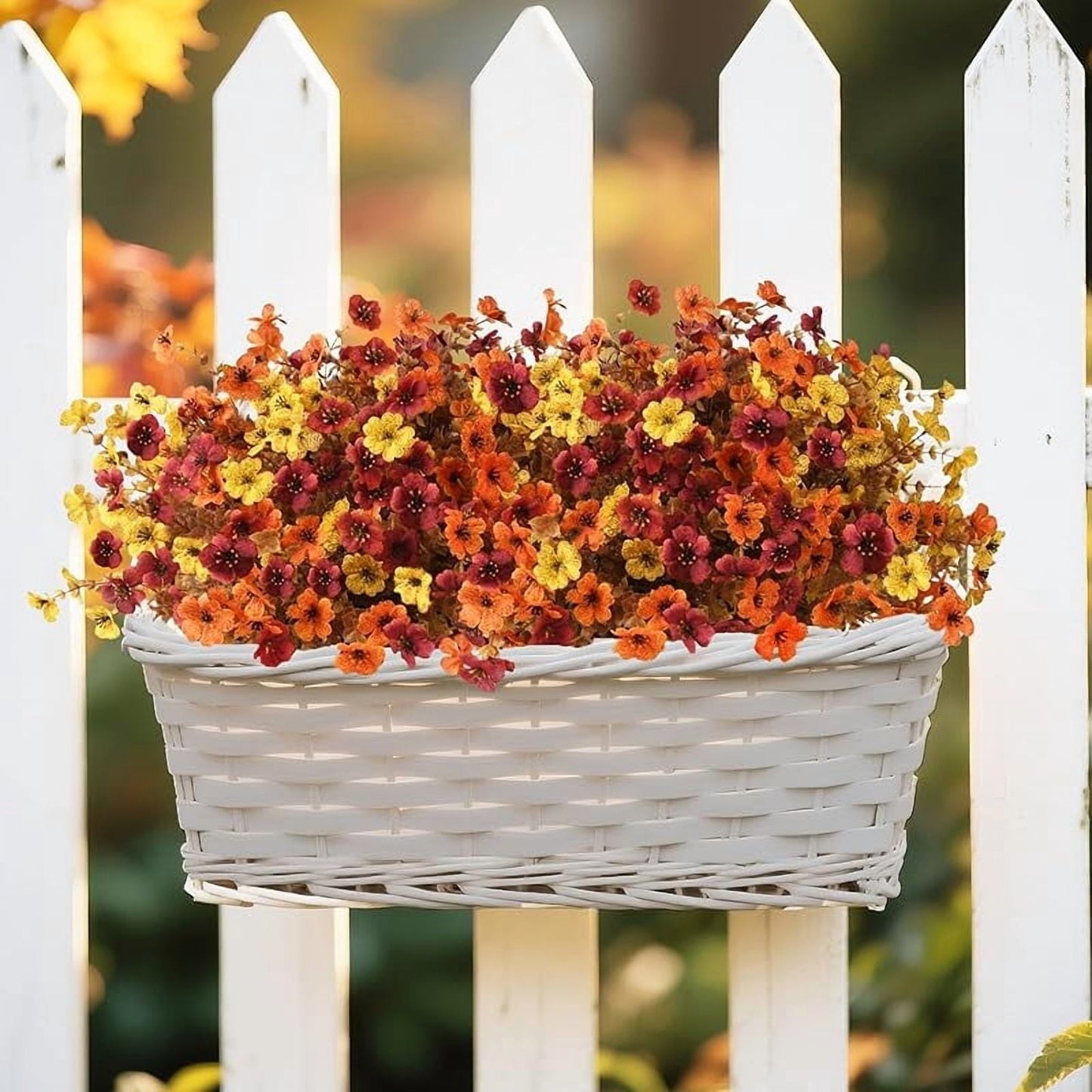 💐12PCS Artificial UV-resistant flowers: suitable for patios, porches and balconies-3 Fall Multicolor