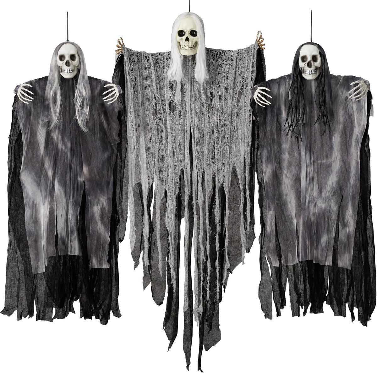 3-Pack Hanging Skeleton Ghosts – Halloween Outdoor Decorations