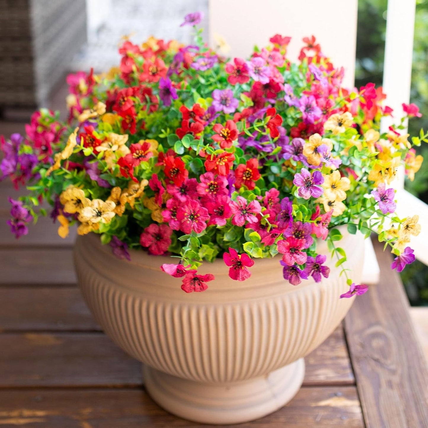 💐12PCS Artificial UV-resistant flowers: suitable for patios, porches and balconies-4 Fall Multicolor